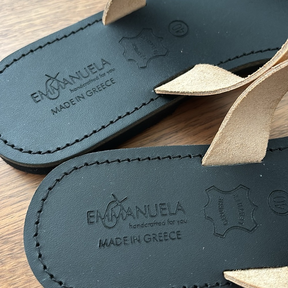 EMMANUELA ROSE GOLD LEATHER SLIDE SANDALS - Picture 5 of 12